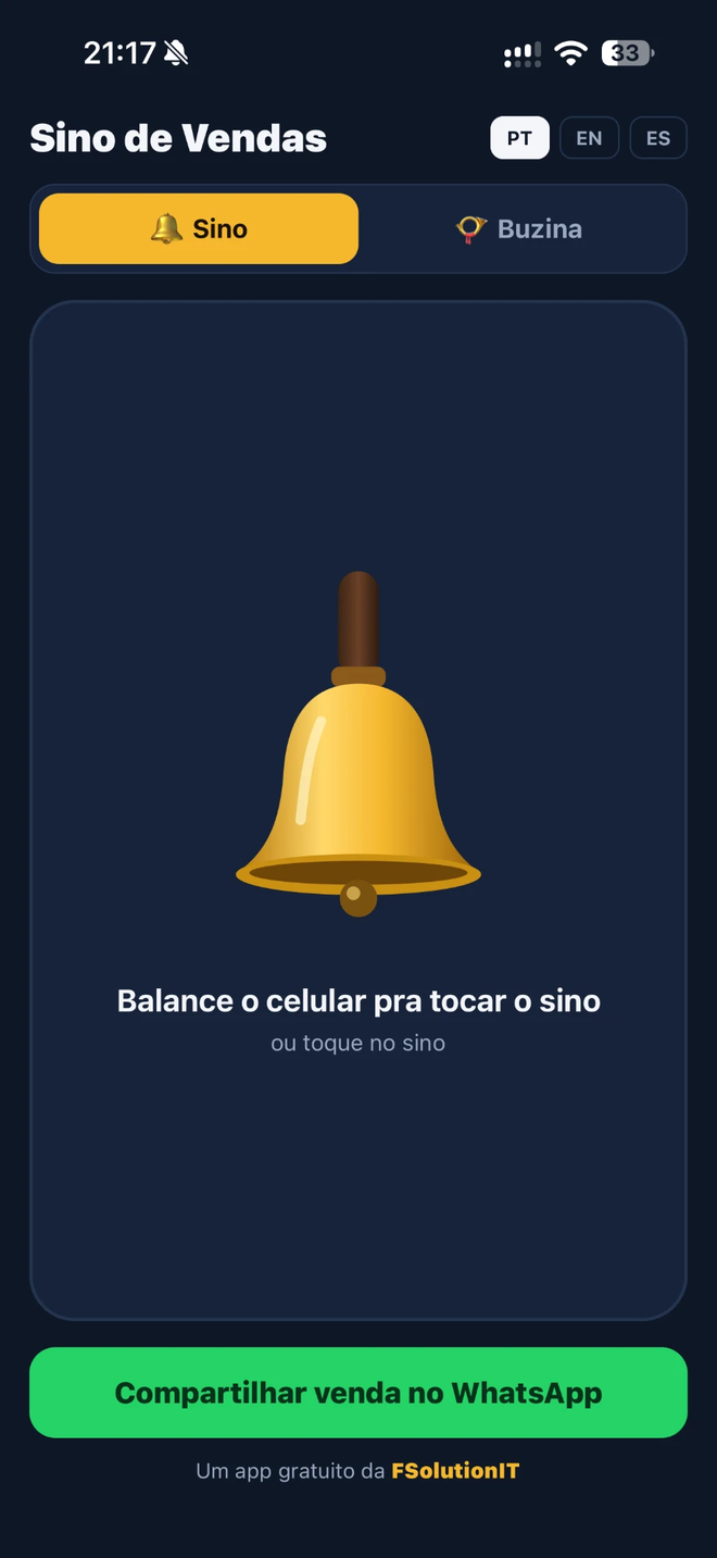 Tela 1 do app Sino de Vendas