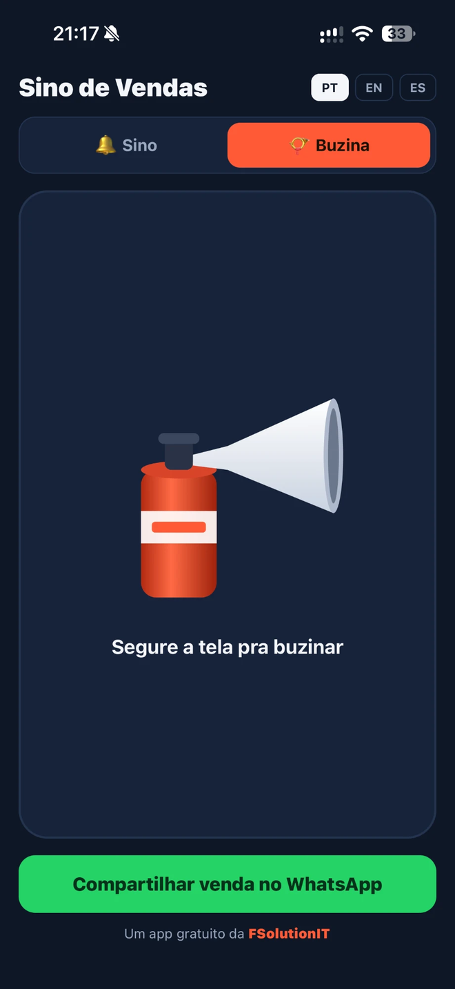 Tela 2 do app Sino de Vendas